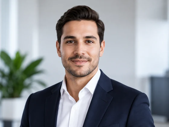 Ricardo Caires, Porträt vor hellem Bürohintergrund.
